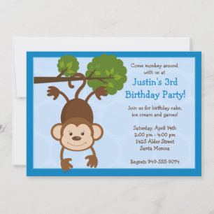 Monkey Birthday Party Invitation Kaart