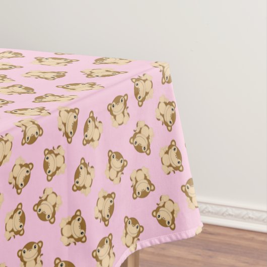 Monkey Birthday Party Pink Tafelkleed (Voorbeeld)