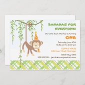 Monkey Birthday Uitnodiging (Voorkant / Achterkant)