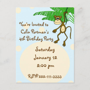 Monkey Birthday Uitnodiging