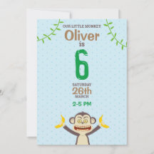 Monkey Birthday Uitnodiging