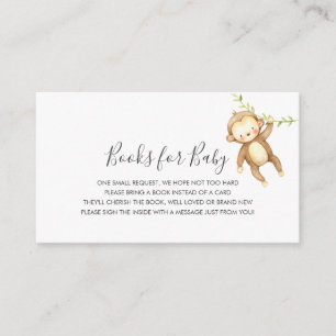 Monkey Book Request Baby shower insert card Informatiekaartje