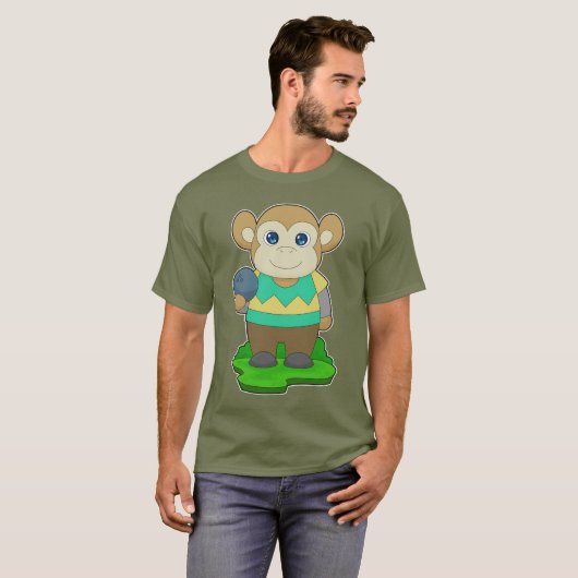 Monkey Bowling Bowling ball T-shirt (Voorkant volledig)