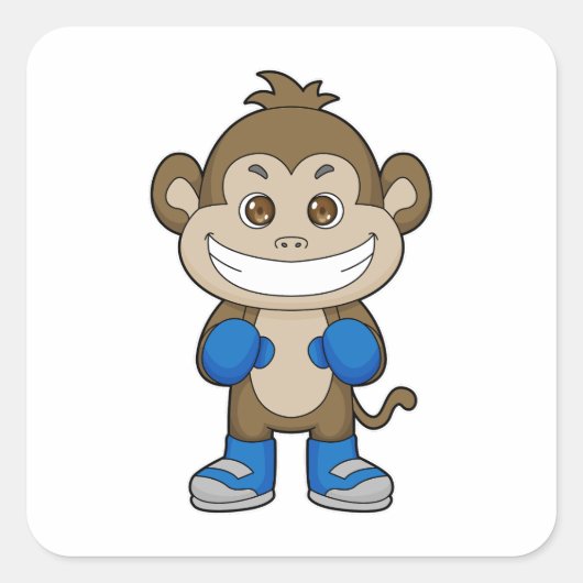 Monkey Boxer Boxer Boxing-handschoenen Vierkante Sticker (Voorkant)