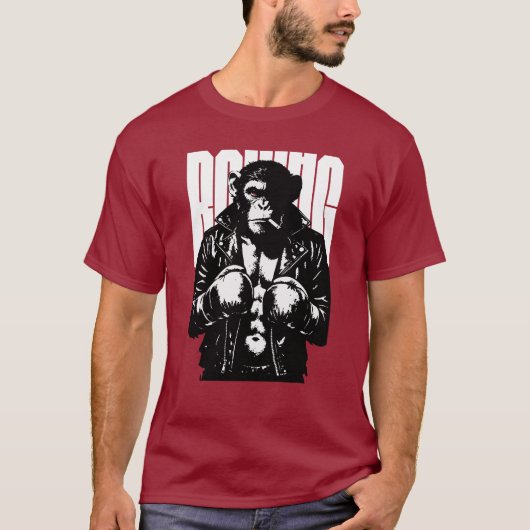 Monkey Boxer Rebel Monkey in Leather Boxing Jacket T-shirt (Voorkant)