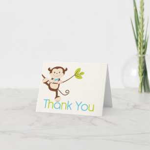 Monkey Boy Baby shower Bedankt Card