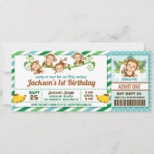 Monkey Boy Oerwoud Ticket Pass Birthday Party Kaart (Voorkant)