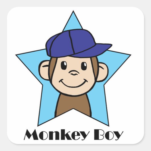Monkey Boy Vierkante Sticker (Voorkant)