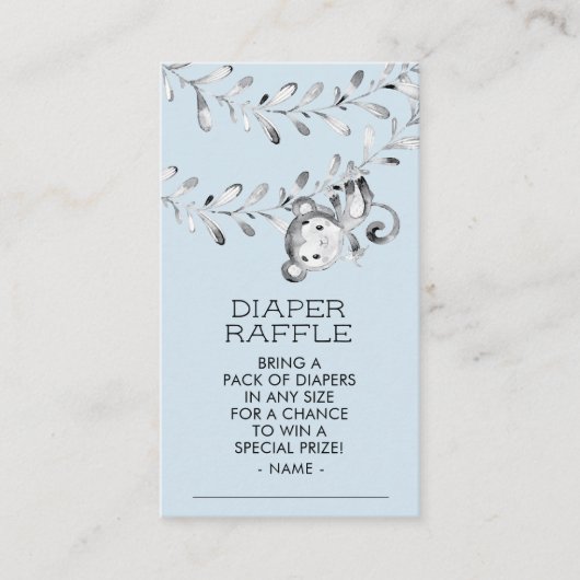 Monkey Boys Baby shower Luier Raffle Ticket Informatiekaartje (Voorkant)