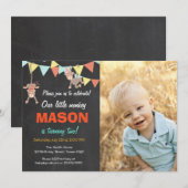 Monkey Bunting Birthday Party Invitation Kaart (Voorkant / Achterkant)