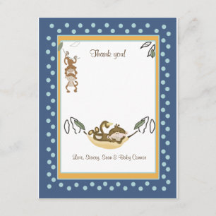 Monkey Business Blue Carte de remerciements plat