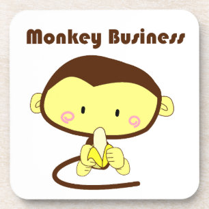 Monkey Business Brown en Yellow Chimp Cartoon Drankjes Onderzetter
