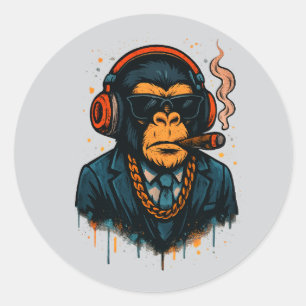 Monkey Business - De Baas van Monkey Ronde Sticker