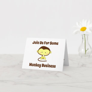 Monkey Business Funny Cartoon Monkey Design Kaart
