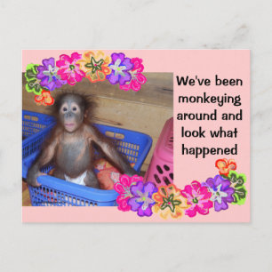 Monkey Business Nieuwe Baby Aankondigingskaart