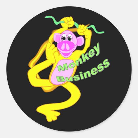 Monkey Business Ronde Sticker (Voorkant)