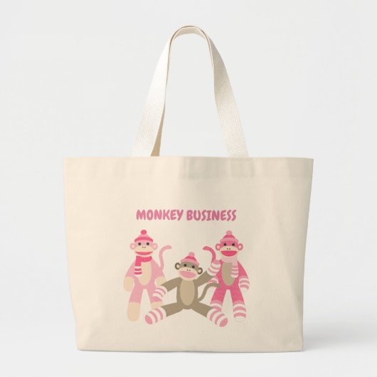 Monkey Business Sock Monkey-Tas Grote Tote Bag (Voorkant)