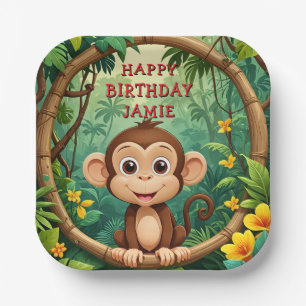 "Monkey Cartoon Party Bord – aangepaste tekst Kind