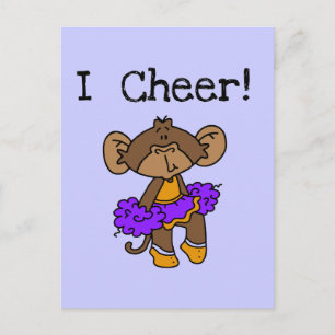 Monkey Cheerleader Gold en Paars Briefkaart
