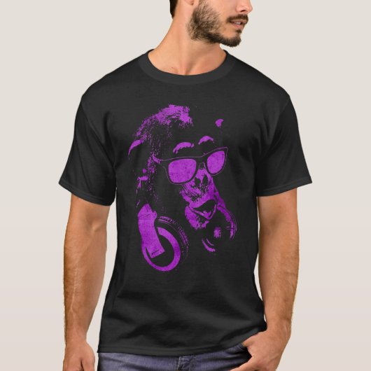 Monkey Chimp met zonnebrillen en hoofdtelefoons 1 T-shirt (Voorkant)