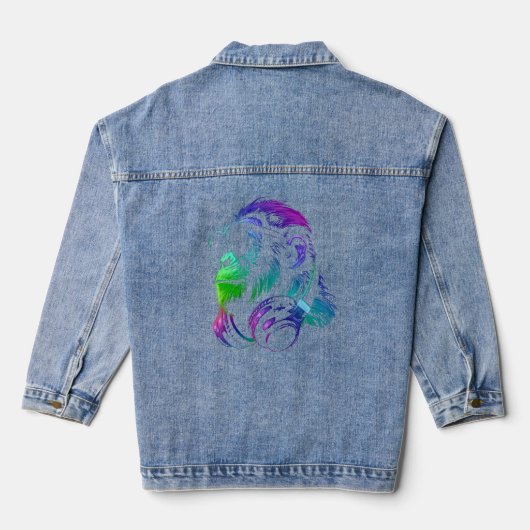 Monkey Chimp met zonnebrillen en hoofdtelefoons Denim Jacket (Achterkant)