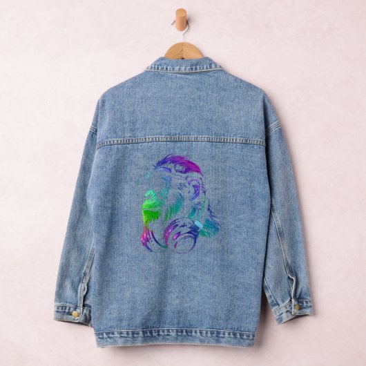 Monkey Chimp met zonnebrillen en hoofdtelefoons Denim Jacket (Hangar)