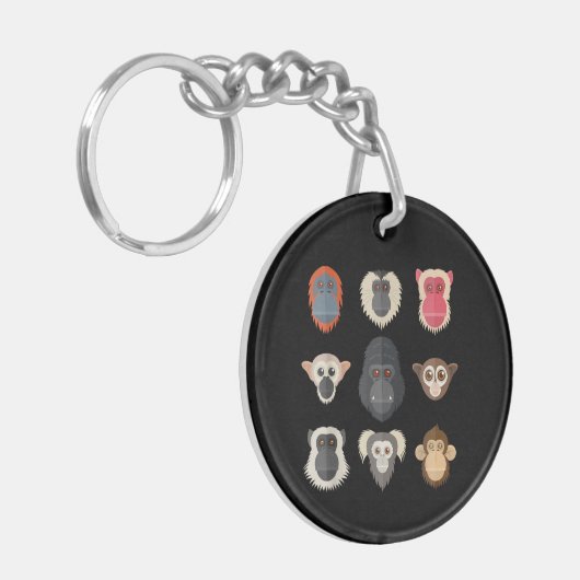Monkey Chimpansee Gorilla Spider Monkey Squirrel M Sleutelhanger (Voorkant Links)