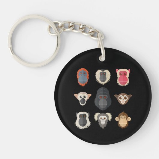 Monkey Chimpansee Gorilla Spider Monkey Squirrel M Sleutelhanger (Voorkant)
