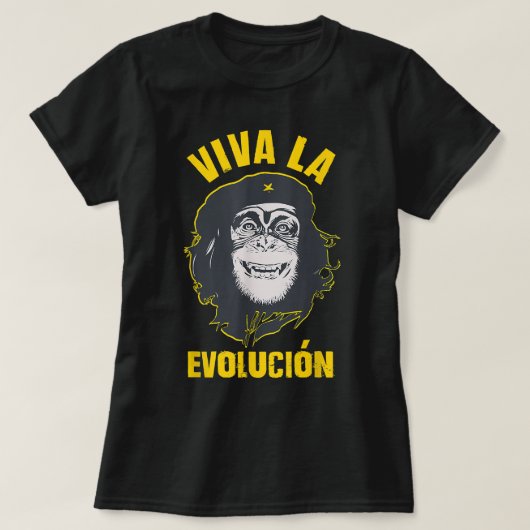 Monkey Chimpansee Viva la Evolution Revolution Fun T-shirt (Design voorkant)