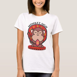 Monkey Chinese Zodiac Sign Vrouwen Wit T-shirt