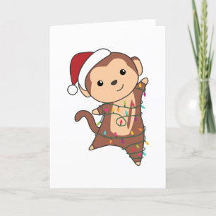 Monkey Christmas Snow Winter Animals Monkeys Adult Feestdagen Kaart