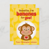 Monkey Classroom Valentijn Kaarten voor kinderen (Voorkant / Achterkant)