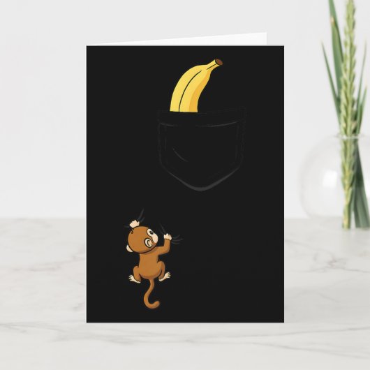 Monkey Climbs For Banana Funny Animal Cket Design Kaart (Voorkant)
