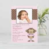 Monkey Cupcake Foto Birthday Uitnodiging (Staand voorkant)
