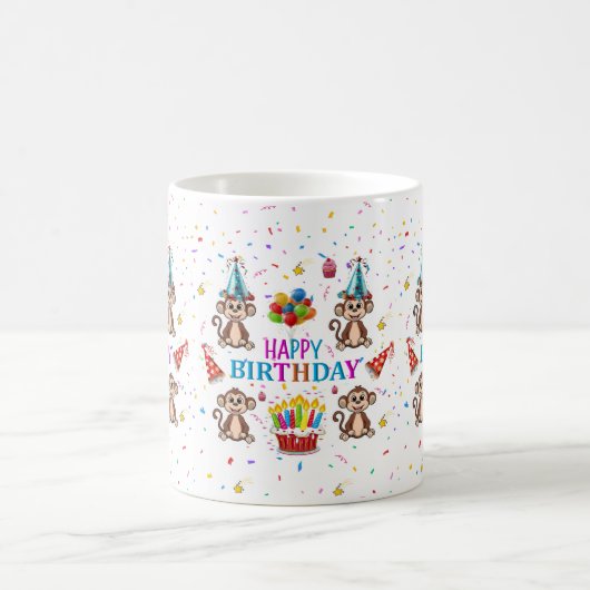 Monkey Cupcake Happy Birthday Mug (Centre)