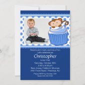 Monkey Cupcake Photo Anniversaire Invitation (Devant)