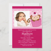 Monkey Cupcake Photo Invitation d'anniversaire (Devant)