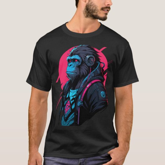Monkey cyberpunk t-shirt (Voorkant)