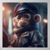 Monkey dans un uniforme de flic #2 Poster d'art (Devant)