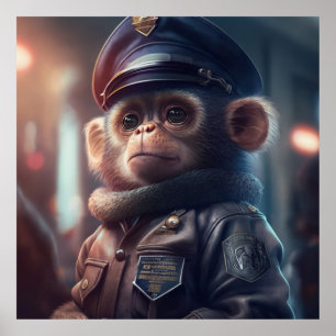 Monkey dans un uniforme de flic #2 Poster d'art