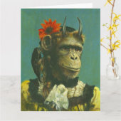 Monkey Demon Large Greetings Card Kaart (Gele Bloem)