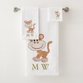 Monkey Design Monogrammed Bad Handdoek (Insitu)