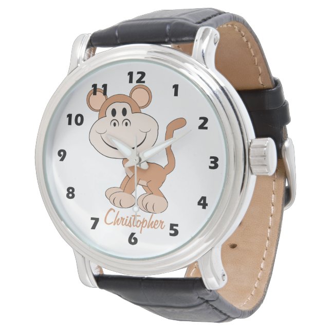 Monkey Design Personalised Horloge (Gekanteld)