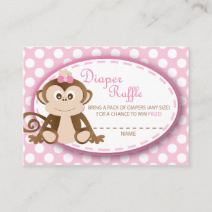 Monkey Diaper Raffle Tickets-Baby Girl Informatiekaartje