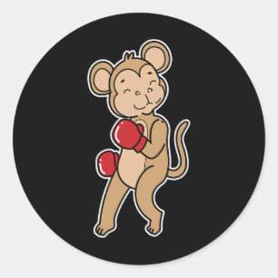 Monkey doet aan boksen ronde sticker