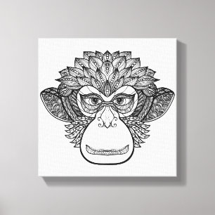 Monkey Doodle Face 6 Canvas Afdruk
