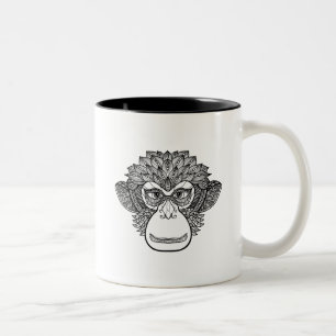 Monkey Doodle Face Tweekleurige Koffiemok