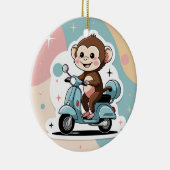 Monkey driving a scooter keramisch ornament (Rechts)