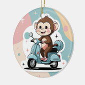 Monkey driving a scooter keramisch ornament (Links)