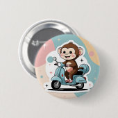 Monkey driving a scooter ronde button 5,7 cm (Voorkant /achterkant)
